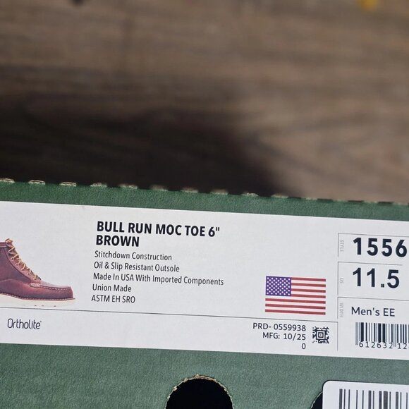 Danner Authentic Boots Men’s 6” Bull Run Moc Toe Brown 15563 Sizes 11.5 EE - Picture 3 of 4